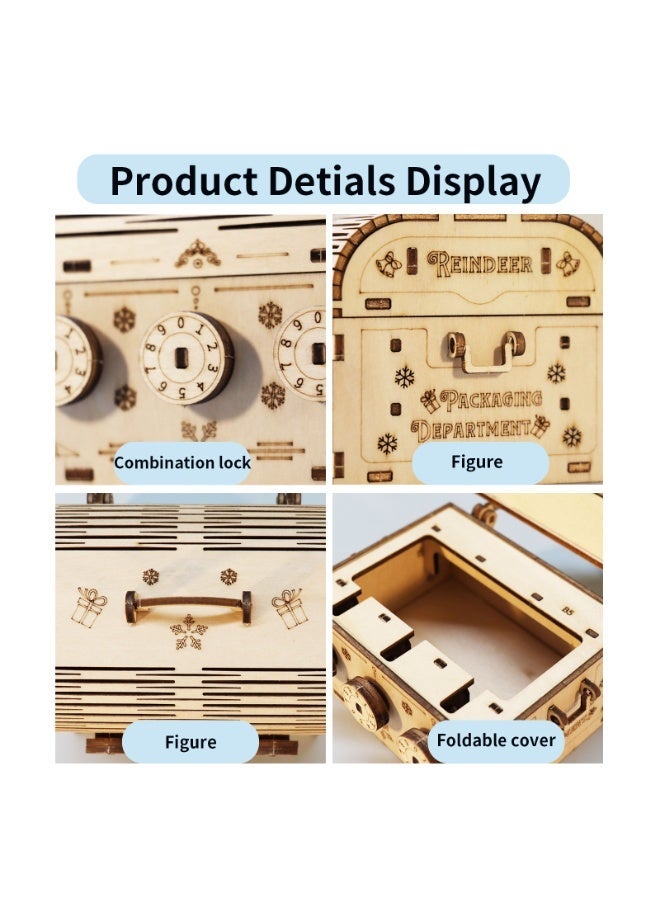 بازل خشبي ثلاثي الأبعاد، صندوق كنز DIY | ألعاب ذكاء وألغاز تركيب يدوية للبالغين، هدايا عيد الميلاد والكريسماس - Image 5