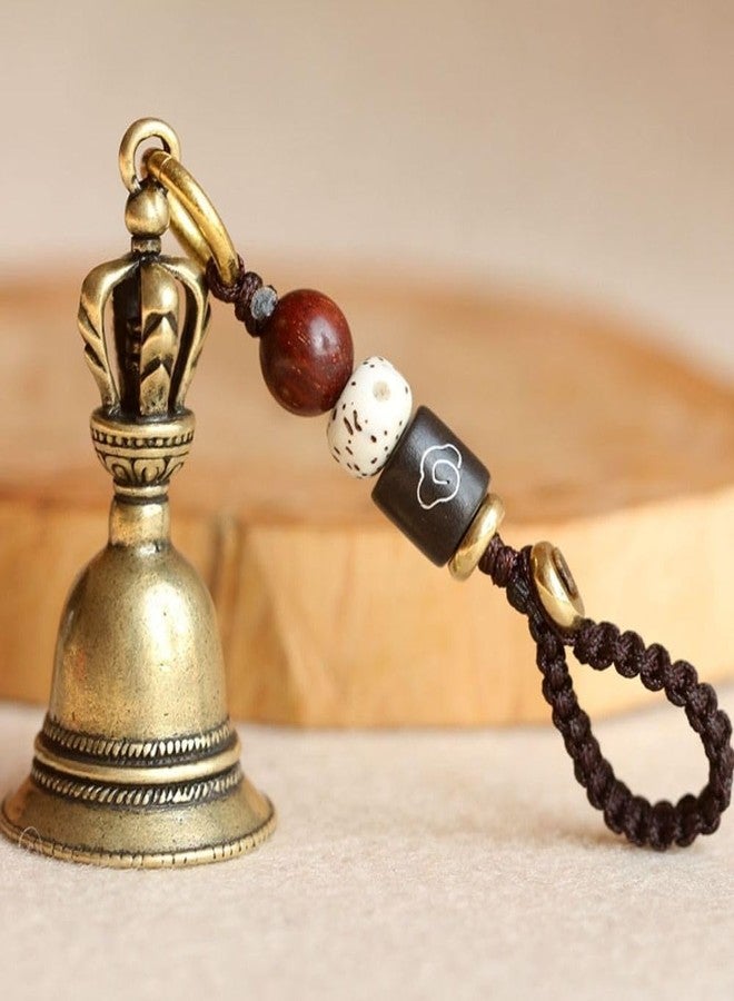 أجراس رياح نحاسية عتيقة، جرس نحاسي صلب مبتكر مصنوع يدويًا لتزيين السيارة، أجراس يدوية دائرية صغيرة - Image 2