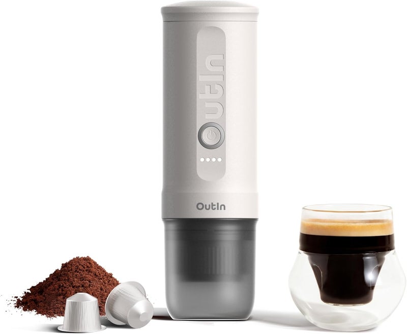 Outin Nano Portable Electric Espresso Machine, Travel Coffee Maker for Camping, Car Coffee Maker Self-Heating with USB-C, With Ground Coffee & NS Capsule for RV, Hiking, Office - Image 1