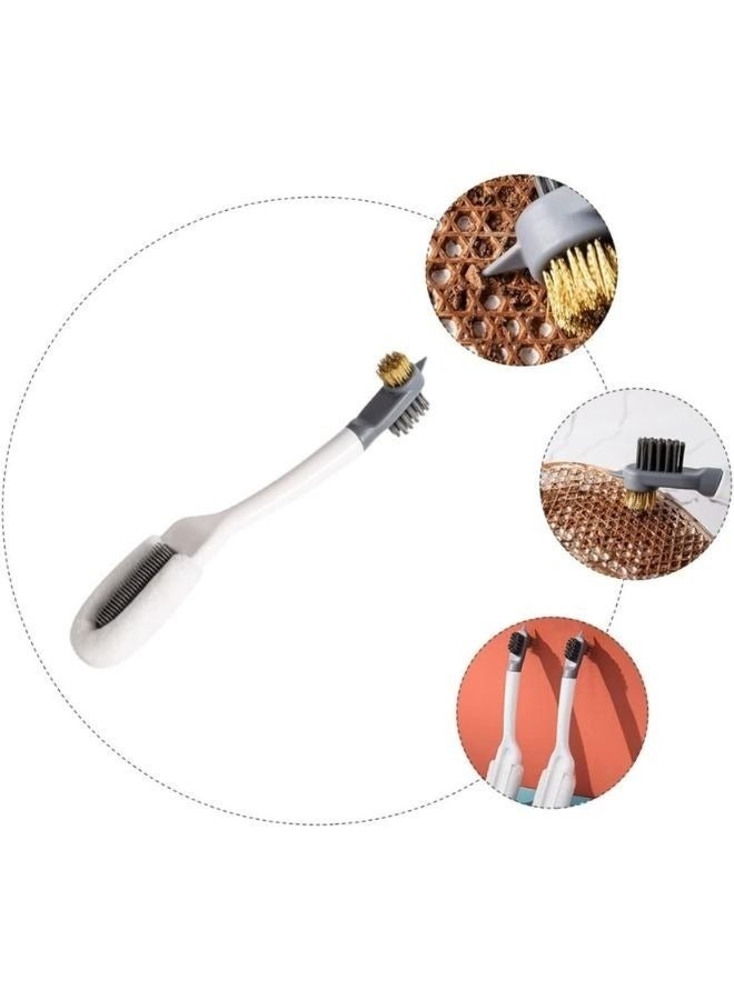 Multi-Purpose Double-End Shoe Brush – Fine Fiber, Silicone, Steel & Hard Bristles – Ergonomic Grip – Deep Clean Sneakers, Canvas, Leather & White Footwear – Bathroom & Kitchen Tool - Image 1