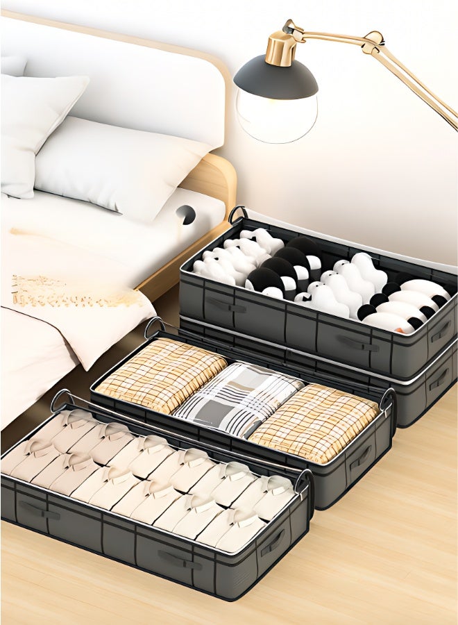 2-Piece Under Bed Storage Box Set with Reinforced Handle & Transparent Top - Extra Large Under Bed Storage Bag Organizer (100x50x25cm) for Blankets, Quilts, Bedding, Sheets, Clothes - Space-Saving for Bedroom, College Dorm, Apartment - Image 1