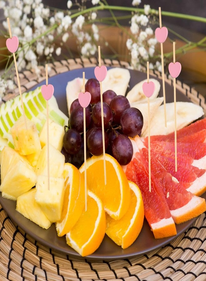 Motroce 100 PCS Pink Heart Cocktail Picks, 4.7 Inch Fancy Toothpicks for Appetizers, Bamboo Cocktail Skewers Sticks for Wedding Birthday Valentines Day Decoration Party Supplies - Image 4