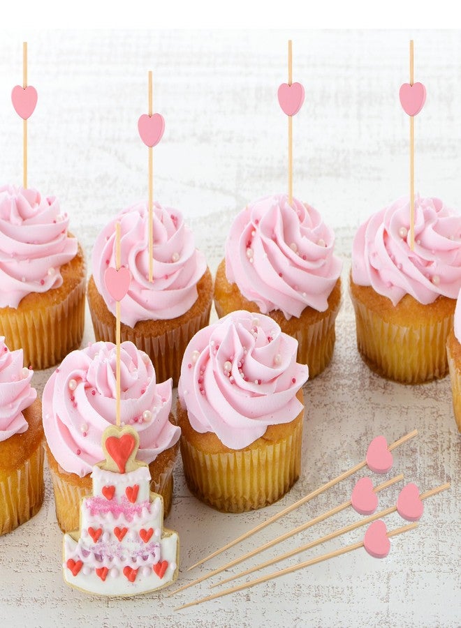 Motroce 100 PCS Pink Heart Cocktail Picks, 4.7 Inch Fancy Toothpicks for Appetizers, Bamboo Cocktail Skewers Sticks for Wedding Birthday Valentines Day Decoration Party Supplies - Image 5