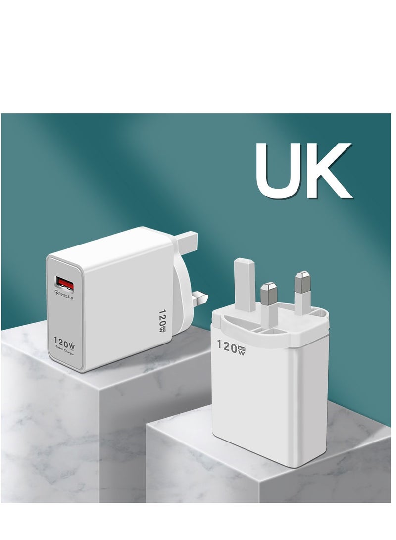 general 120W UK Multifunctional Super Fast Charging Adapter Mobile Phone Charger Travel Power Adapter White - Image 4