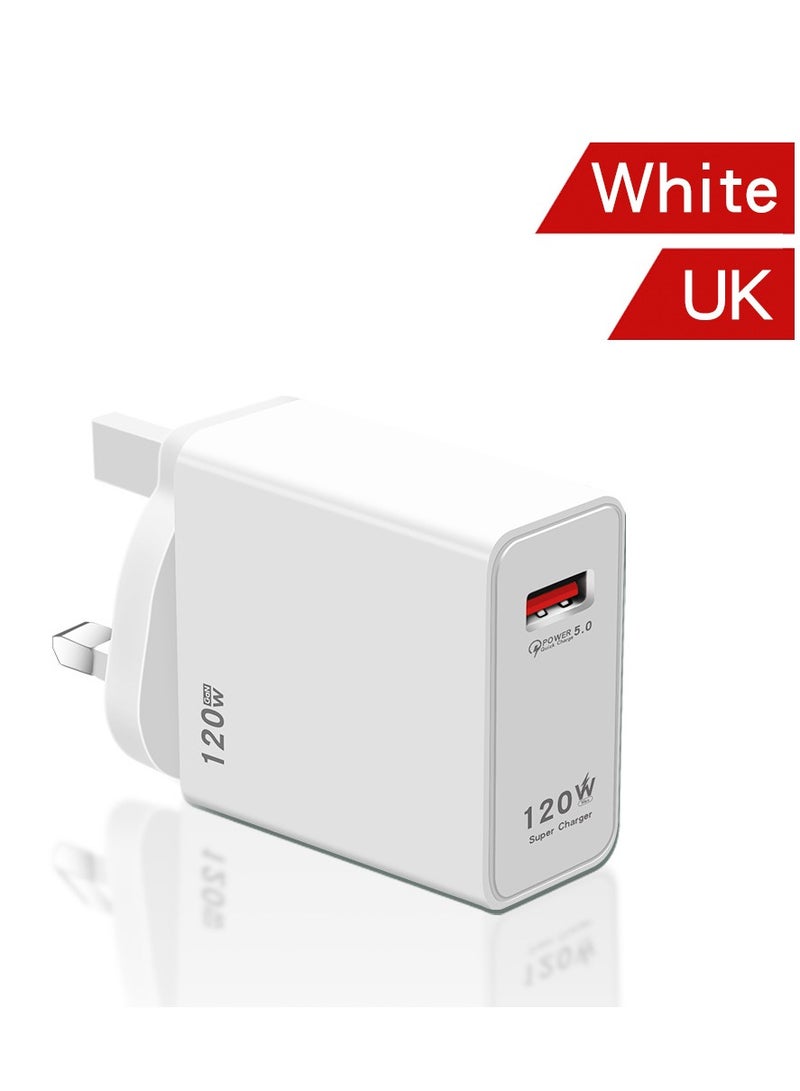 general 120W UK Multifunctional Super Fast Charging Adapter Mobile Phone Charger Travel Power Adapter White - Image 1