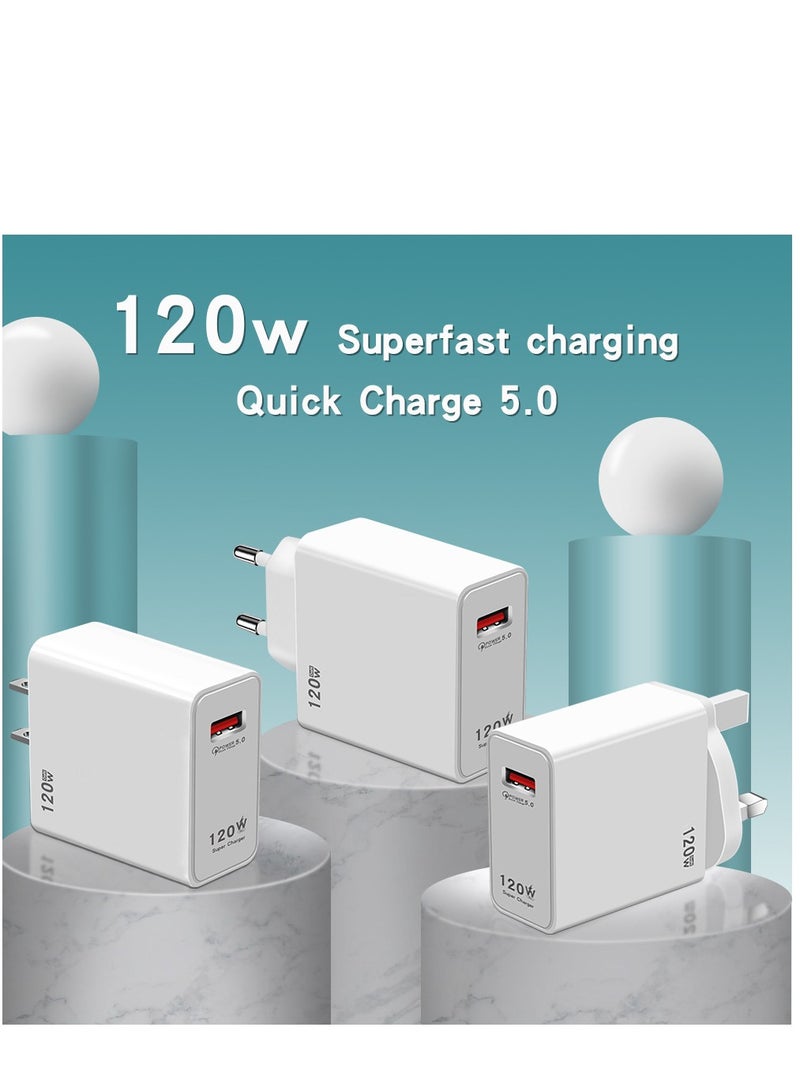 general 120W UK Multifunctional Super Fast Charging Adapter Mobile Phone Charger Travel Power Adapter White - Image 3