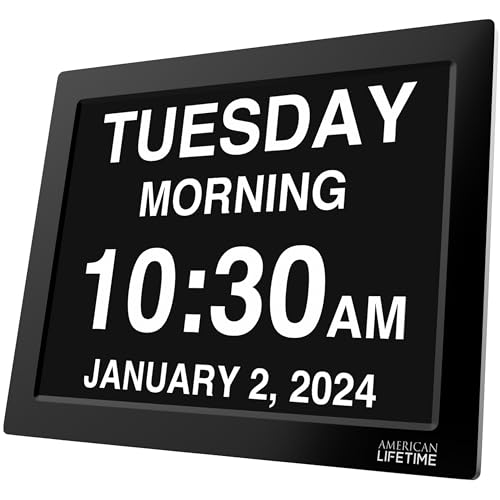 American Lifetime 【New 2025 Dementia Clock Large Digital Clock for Seniors, Alzeimer Clock Large Display with Custom Alarms, Clock with Day & Date for Elderly, Digital Calendar Black, 15 Inch - Image 1