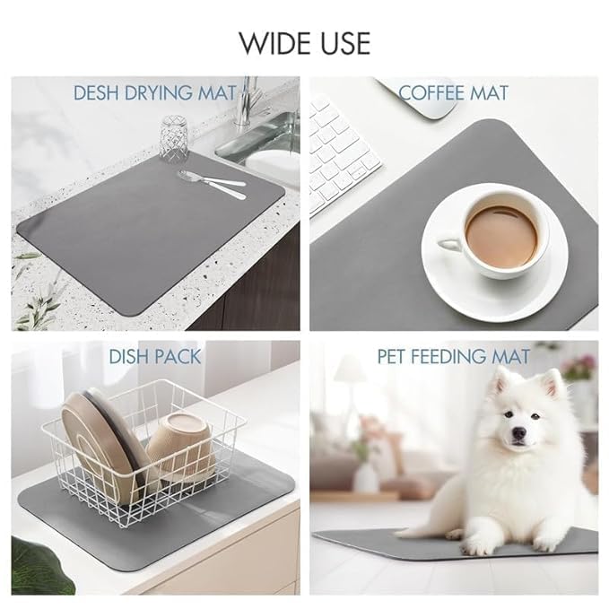 AERYS Microfiber Reversible Dish Drying Mat Ultra Absorbent QuickDrying Kitchen Mat for Dishes Glassware Utensils Soft Durable Counter Protector Machine Washable 40x60 cm - Image 4