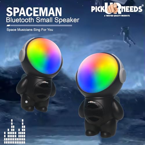 Pick Ur Needs Astronaut Portable Wireless Mini DJ Bluetooth Speaker with Dynamic Thunder Sound, 6.8W HiFi Bass, LED Lights, 1200mAh Battery, USB/TF Card Playback - Image 3