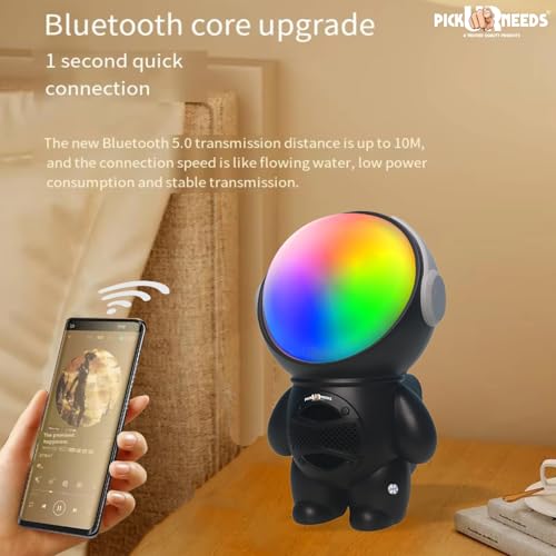 Pick Ur Needs Astronaut Portable Wireless Mini DJ Bluetooth Speaker with Dynamic Thunder Sound, 6.8W HiFi Bass, LED Lights, 1200mAh Battery, USB/TF Card Playback - Image 4