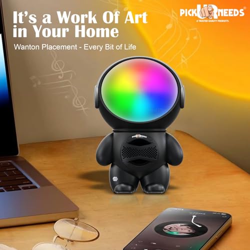 Pick Ur Needs Astronaut Portable Wireless Mini DJ Bluetooth Speaker with Dynamic Thunder Sound, 6.8W HiFi Bass, LED Lights, 1200mAh Battery, USB/TF Card Playback - Image 5