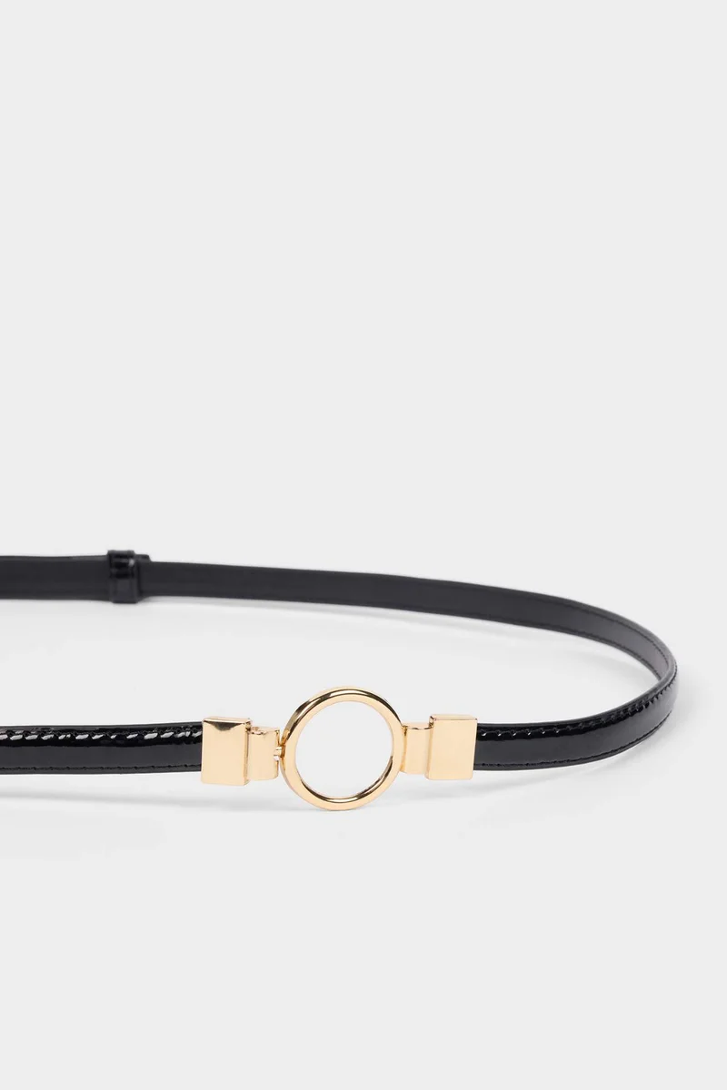 ديفاكتو Woman Oval Buckle Faux Leather Classic Belt