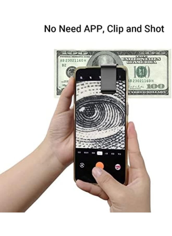 KASTWAVE - Mobile Phone Microscope 200X Mini Pocket Microscope With Led Light Universal Clip Portable Digital Magnifier Camera Accessory With Cpl Lens Compatible With Iphone Andriod Phones Black - Image 1