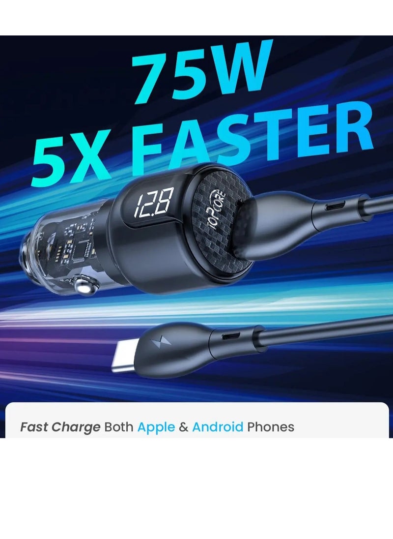 Topcore PD 24W Car Charger Fast Charging, USB Car Plug Adapter, Car Charger, Type C Compatible with iPhone 15 Pro Max/15 Pro/15/14/13 Pro Max/12/11, iPad Pro/mini 6,Samsung S23/S22, Huawei Mate20,etc  - Image 4