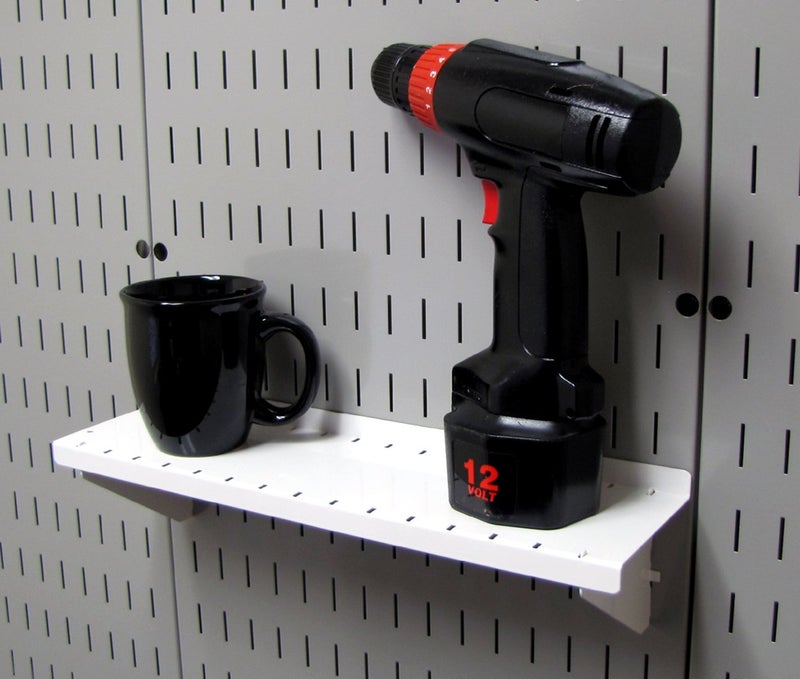 Wall Control Shelf 4in Deep Pegboard Shelf Assembly Pegboard and Slotted Tool Board - White - Image 4