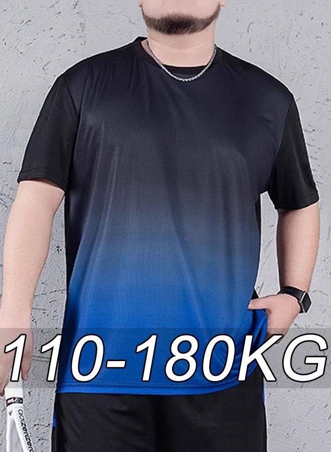 Men's Gradient T shirt Big Size  Fashion Loose Short Sleeve Round Collar Tees Summer Oversize Tops  - Image 1