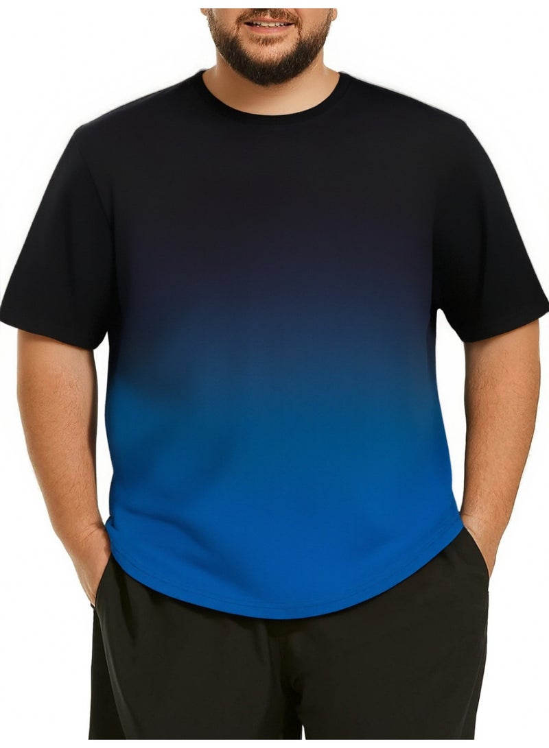 PATELIS Plus Size  Men  Gradient T shirt Loose Short Sleeve Round Collar Tees Summer Oversize Tops Quick Dry Sports Tee Shirt, Men's Crew Neck T-Shirts Summer Basic Tops, Quick Dry Wicking T Shirts, Athletic Running Gym Workout Short Sleeve Tee Tops Bulk, Sports Casual Undershirt - Image 1