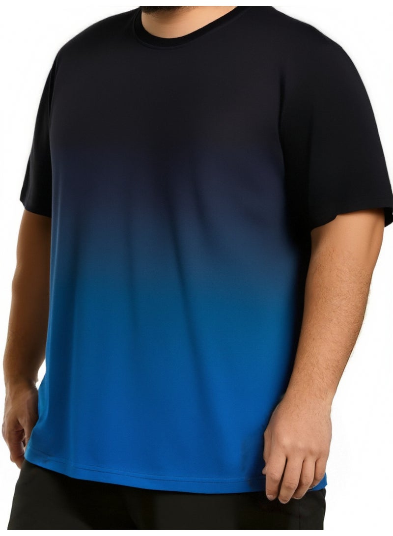 PATELIS Plus Size  Men  Gradient T shirt Loose Short Sleeve Round Collar Tees Summer Oversize Tops Quick Dry Sports Tee Shirt, Men's Crew Neck T-Shirts Summer Basic Tops, Quick Dry Wicking T Shirts, Athletic Running Gym Workout Short Sleeve Tee Tops Bulk, Sports Casual Undershirt - Image 4