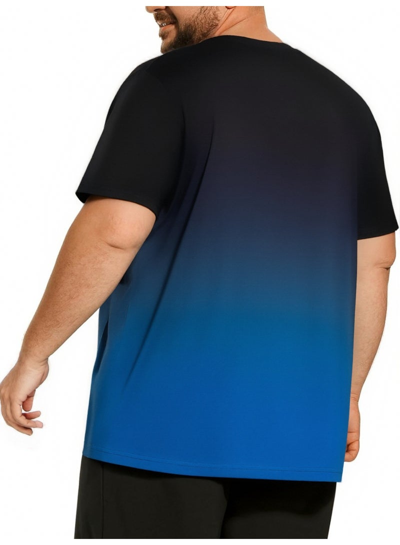 PATELIS Plus Size  Men  Gradient T shirt Loose Short Sleeve Round Collar Tees Summer Oversize Tops Quick Dry Sports Tee Shirt, Men's Crew Neck T-Shirts Summer Basic Tops, Quick Dry Wicking T Shirts, Athletic Running Gym Workout Short Sleeve Tee Tops Bulk, Sports Casual Undershirt - Image 3