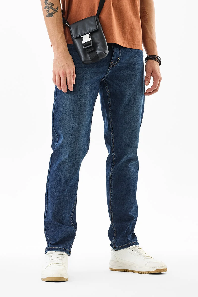 SNITCH Dark Blue Solid Slim Fit Casual Jeans