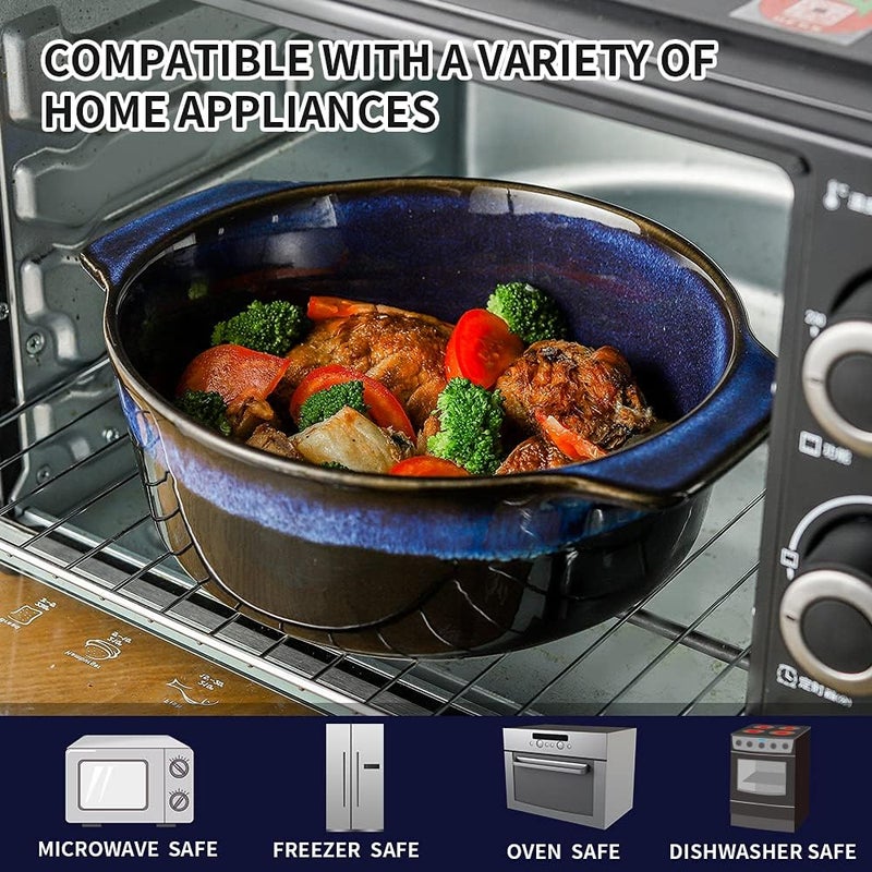 KOOV Ceramic Casserole Dish with Lid  2 Quart 9 Inch Round Baking Dish Oven Safe Reactive Glaze - Image 5