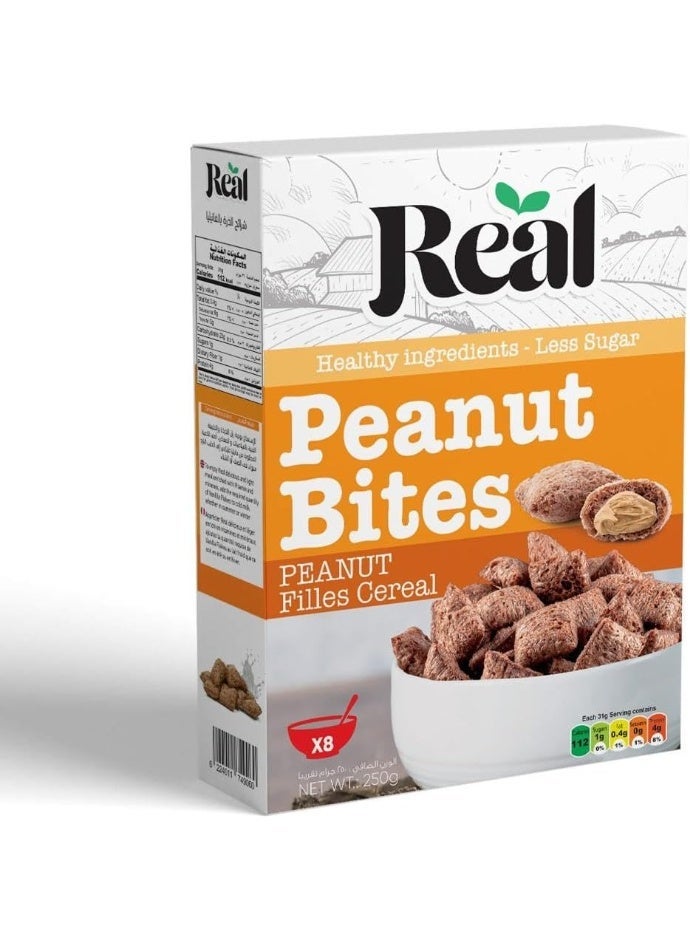 ريل حبوب Real Pillow Bites - Peanut Bites - حبوب مقرمشة محشوة بزبدة الفول السوداني، سكر أقل، عبوة 225 جرام - وجبة خفيفة مغذية ولذيذة في أي وقت - Image 1