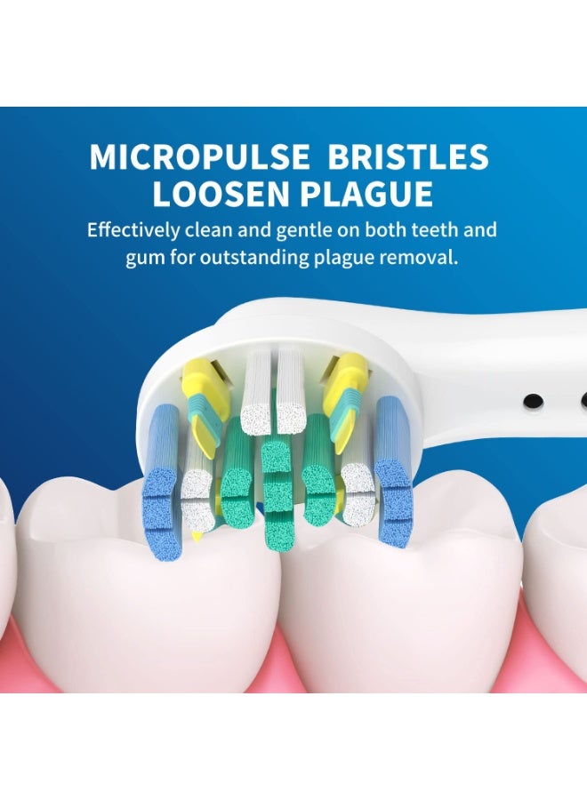SANMUGEED 8 Count Floss Clean Electric Toothbrush Replacement Brush Head Refills, Floss-Like Micropulse Bristles for Deeper Plague Removal with Hygienic Caps - Image 2