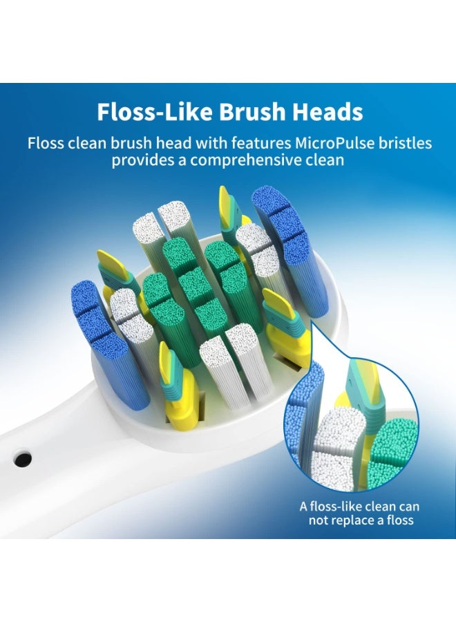 SANMUGEED 8 Count Floss Clean Electric Toothbrush Replacement Brush Head Refills, Floss-Like Micropulse Bristles for Deeper Plague Removal with Hygienic Caps - Image 3