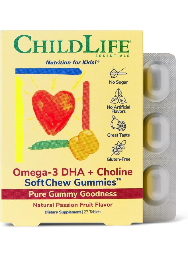 CHILDLIFE Omega-3 Dha Choline Softmelts Natural Passion Fruit Flavor 27 Tablets  - Image 1
