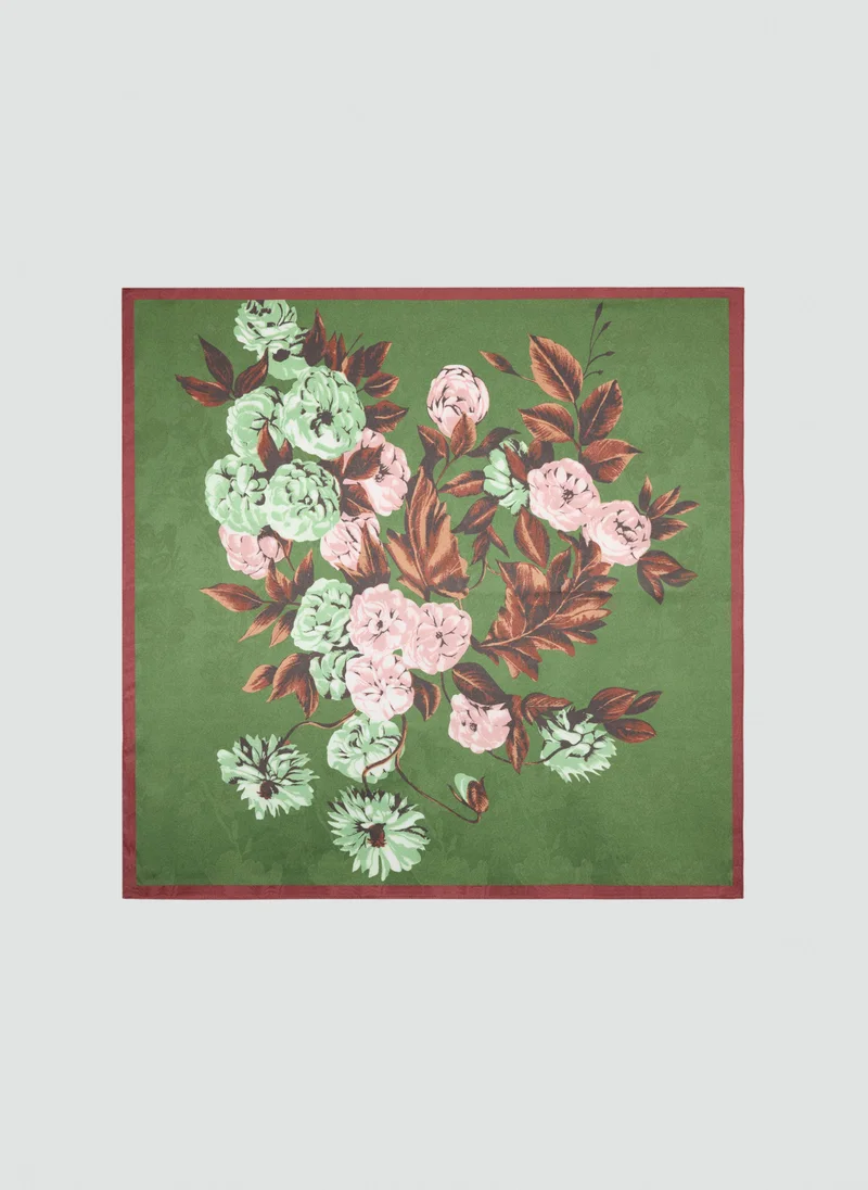 Satin Floral-Print Scarf