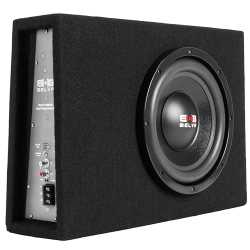 BELVA BPKG10T 600W Peak 10" Shallow-Mount Angled Amplified Loaded Subwoofer Enclosure - Image 3