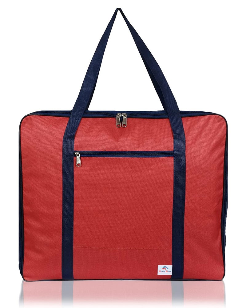 Kuber Industries Heart Home Moisture Proof Wardrobe Organizer Storage Bag For Clothes With Zipper Closure and Handle Red BlueHS43HEARTH26657 - Image 2