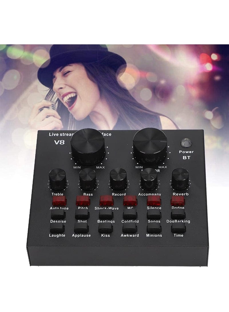 erorex V8 Live Sound Card – Professional Audio Mixer with Bluetooth - Image 2