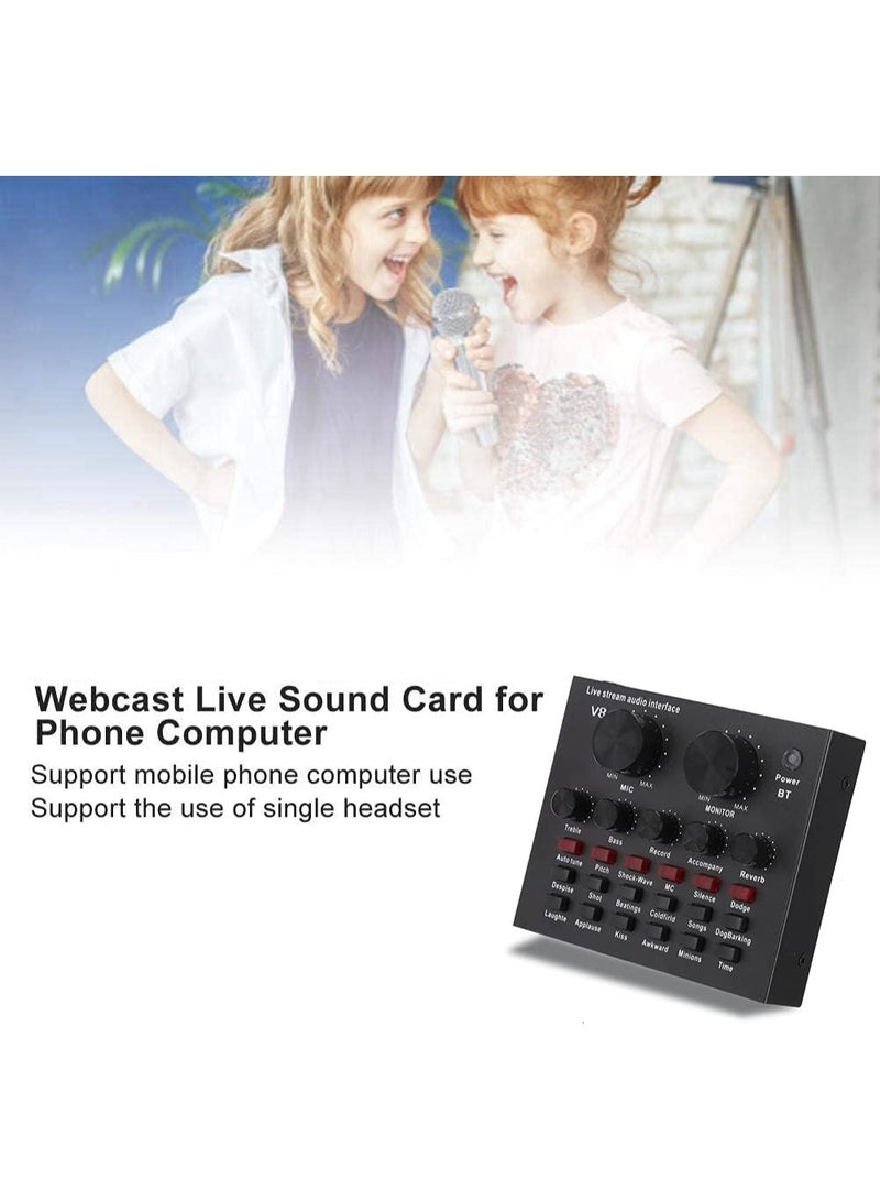 erorex V8 Live Sound Card – Professional Audio Mixer with Bluetooth - Image 3