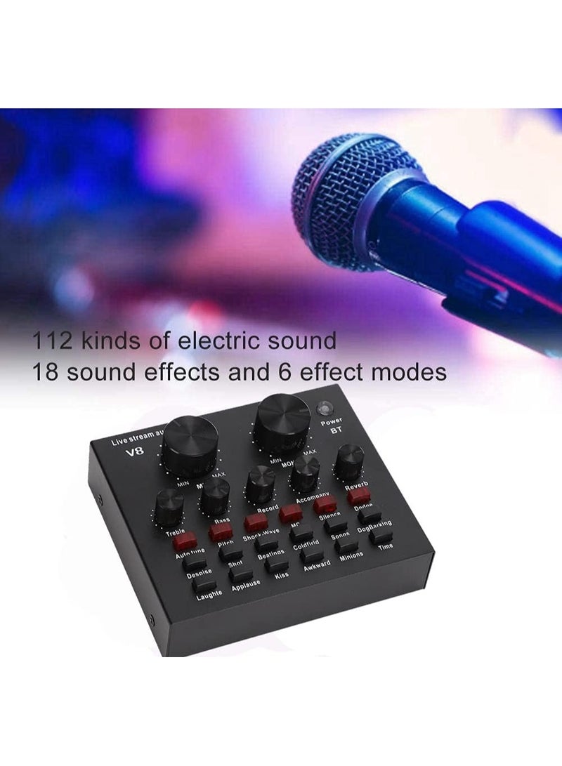 erorex V8 Live Sound Card – Professional Audio Mixer with Bluetooth - Image 4