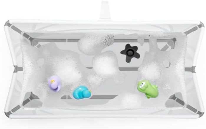 Stokke Flexi Bath X-Large - Spacious Foldable Baby Bath Tub - Lightweight & Easy to Store - Best for Ages 0-6 - White - Image 4