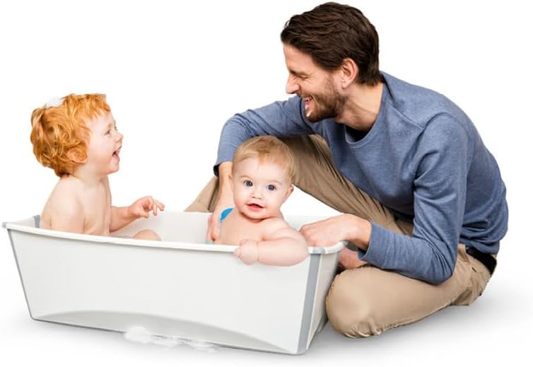 Stokke Flexi Bath X-Large - Spacious Foldable Baby Bath Tub - Lightweight & Easy to Store - Best for Ages 0-6 - White - Image 5