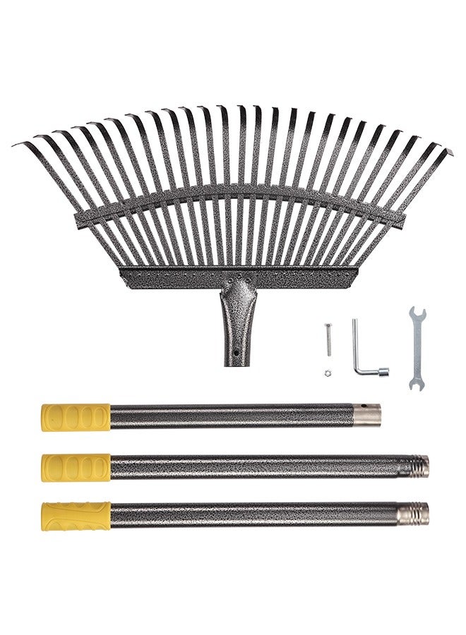 لوازم مشط حديقة لجمع الأوراق 25 سن معدني​ – مشط واسع بمقبض فولاذ قابل للتعديل ورأس معدني مقاوم للصدأ – مناسب لتنظيف الحدائق وترتيب التربة والعناية بالمساحات الخضراء - Image 4