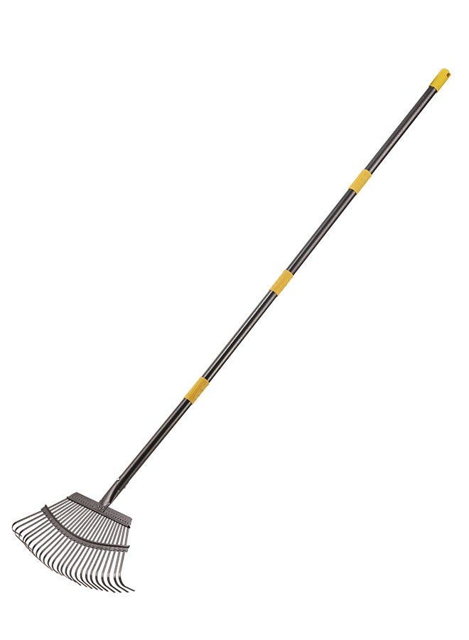 لوازم مشط حديقة لجمع الأوراق 25 سن معدني​ – مشط واسع بمقبض فولاذ قابل للتعديل ورأس معدني مقاوم للصدأ – مناسب لتنظيف الحدائق وترتيب التربة والعناية بالمساحات الخضراء - Image 2