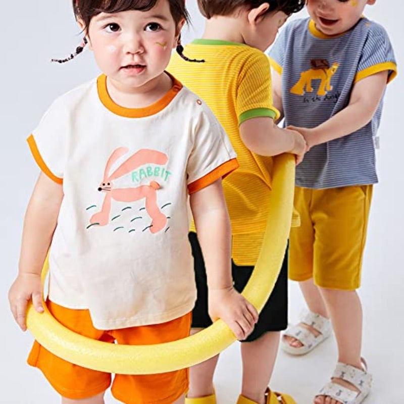 شورت للأطفال الصغار شورت صيفي بخصر مطاطي مصنوع من القطن بلون سادة وخفيف الوزن ملابس 6M-5Y - Image 5