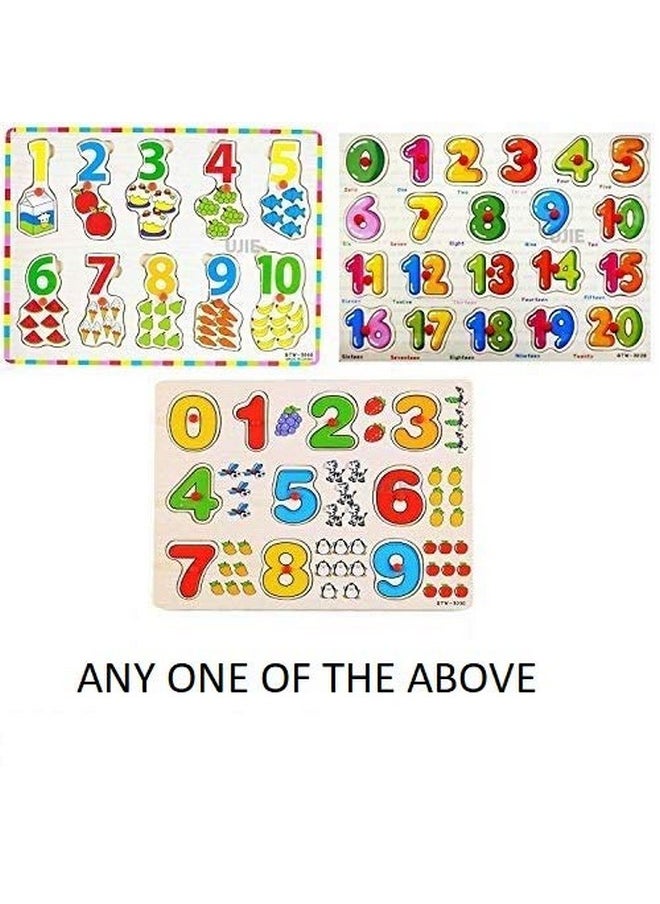 UJIE UJIE® Wooden Colorful Number Learning Educational Board for Kids with Knobs, (Knob-Numbers), Pack of 1  - Image 2