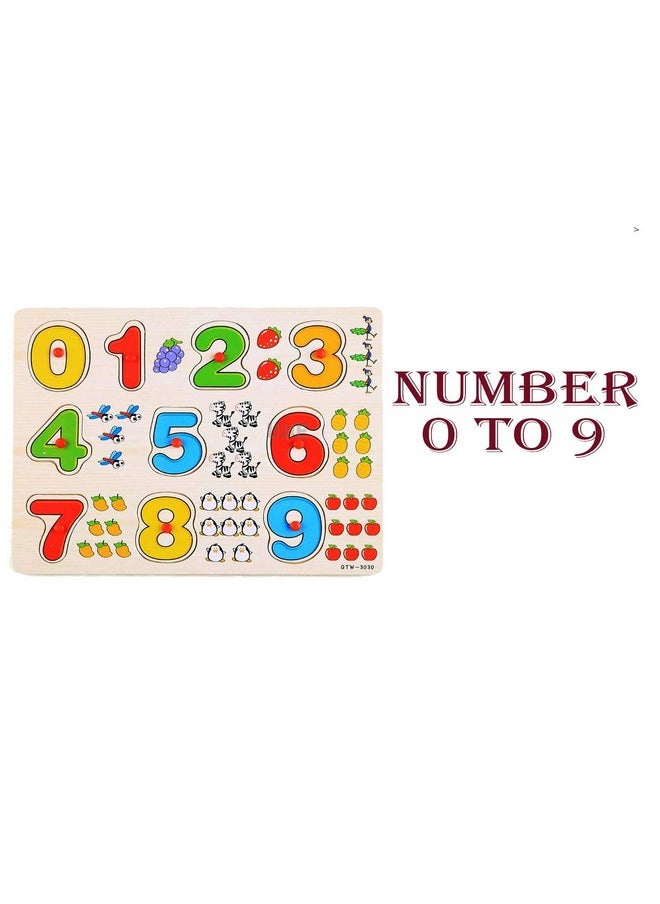 UJIE UJIE® Wooden Colorful Number Learning Educational Board for Kids with Knobs, (Knob-Numbers), Pack of 1  - Image 3