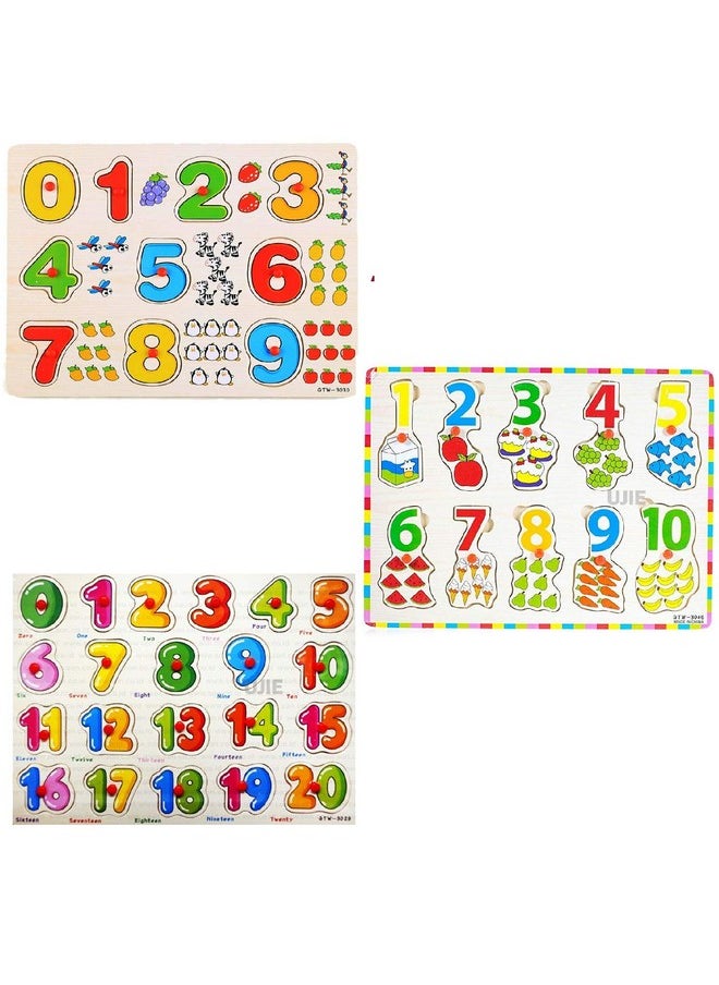 UJIE UJIE® Wooden Colorful Number Learning Educational Board for Kids with Knobs, (Knob-Numbers), Pack of 1  - Image 1