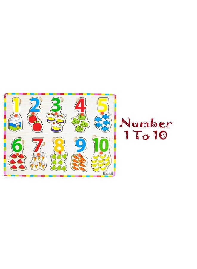 UJIE UJIE® Wooden Colorful Number Learning Educational Board for Kids with Knobs, (Knob-Numbers), Pack of 1  - Image 5