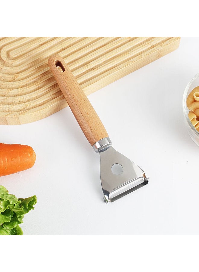 DANUBE HOME Danube Essential Peeler Stainless Steel Beech Wood Kitchen Peeler High Quality Kitchen Utensil For Home Kitchen & Dining Room L16xW6.5xH2cm Clear  - Image 1