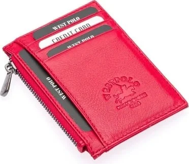 West Polo Light red Ultra Thin Genuine Leather Wallet  | Best Price UAE