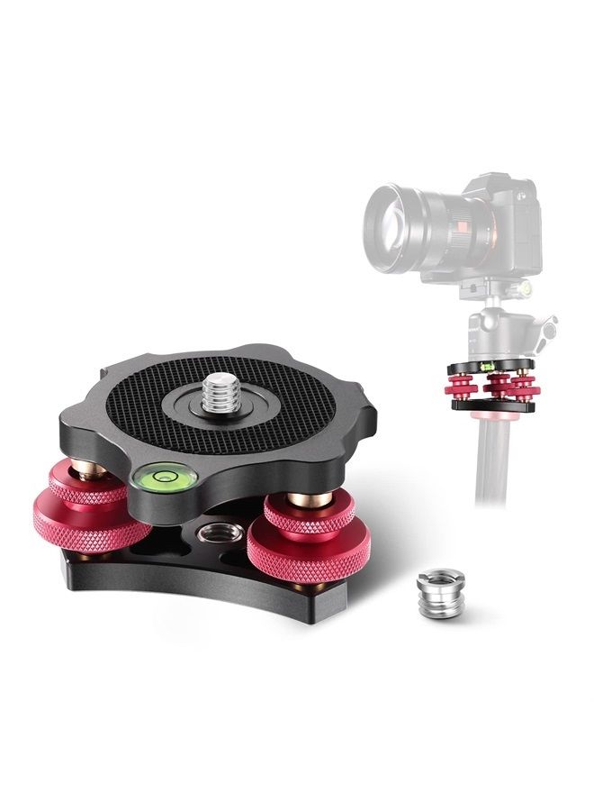 Neewer NEEWER Tripod Head Leveling Base Camera Leveler, Aircraft Grade Aluminum Alloy 3 Axis Tri Wheel Head, 3/8” Thread, -5° Precise Angle Adjustment for Macro Panoramic Photography, LP64  - Image 1