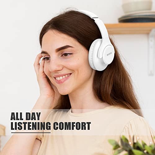 KVIDIO Bluetooth Headphones Over Ear, 65 Hours Playtime Wireless Headphones with Microphone, Foldable Lightweight Headset with Deep Bass, HiFi Stereo Sound Low Latency for Laptop PC Cellphone - Image 4