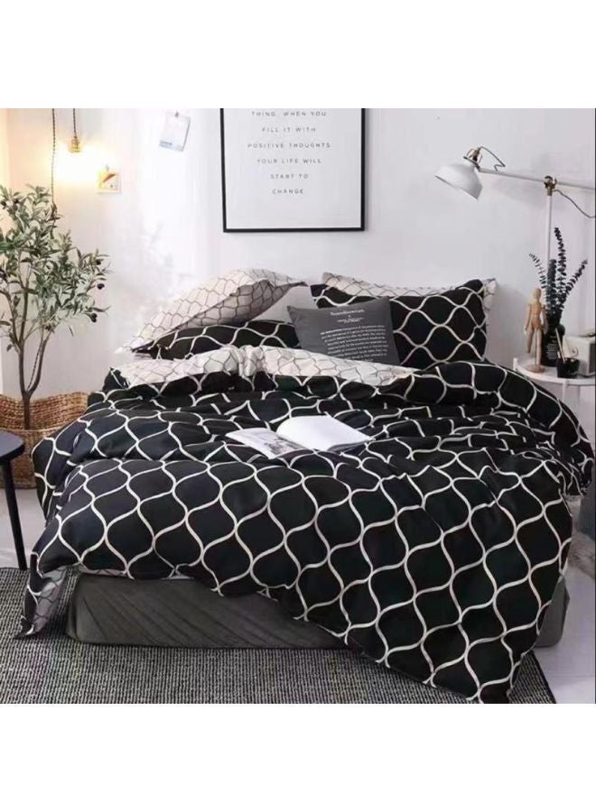 Soft Microfiber Bed Sheet Set 1 King Size Fitted Bed Sheet 200x200+30cm 1 Duvet Cover 220x240cm 4 Pillow Sets 50x75cm Multicolor