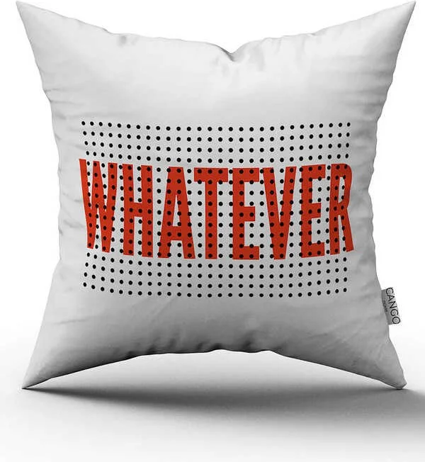 Cango Home Double Sided White Red Whatever Written Modern Digital Print Throw Pillow Pillow Case - CGH388-CT